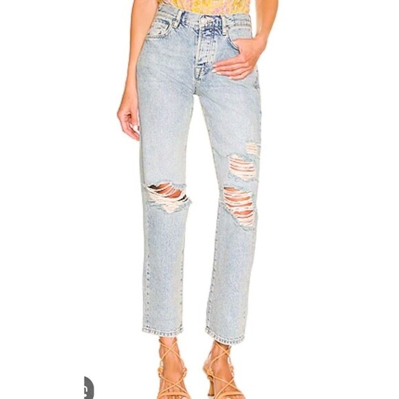 NWT Free People We the Free Bren Boyfriend Jean Denim Distressed Women Waist 26 - Picture 1 of 11